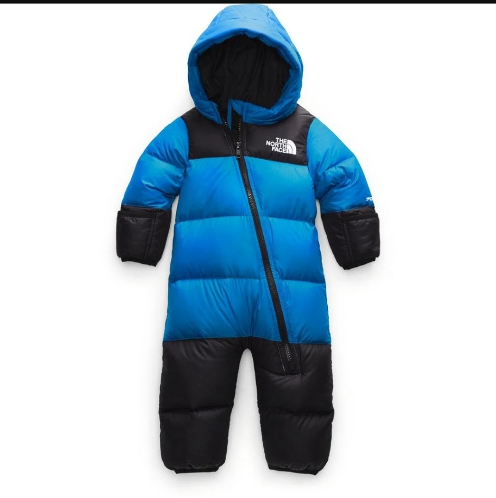 The North Face Nuptse Onepiece Blue and Black  6-12mo (Puffer Snowsuit)